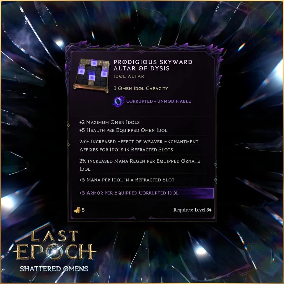 Last Epoch Idol Altar changing the Idol Grid with Refracted Slots