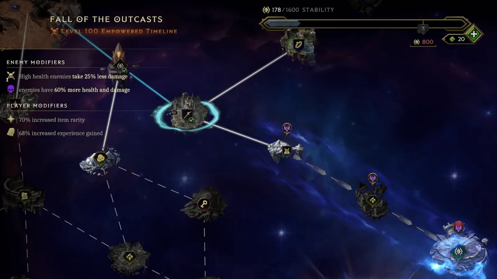 Last Epoch Monolith interface showing connected Echo Chain nodes