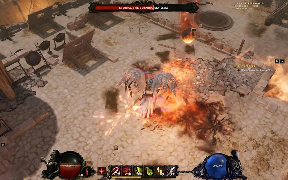 Last Epoch combat running on a Steam Deck with the player HUD and skill controls visible